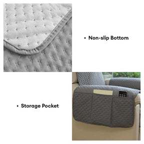 Housse de fauteuil de canapé inclinable uni déperlant avec sangles élastiques
