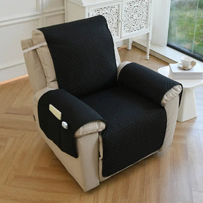 Housse de canapé en une pièce de couleur unie, imperméable, avec des sangles élastiques
