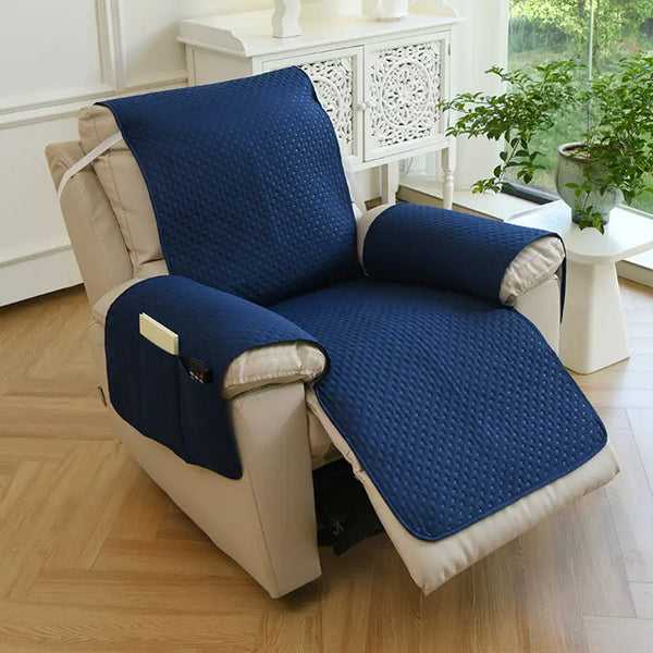 Housse de fauteuil de canapé inclinable uni déperlant avec sangles élastiques