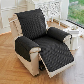 Housse de canapé en une pièce de couleur unie, imperméable, avec des sangles élastiques