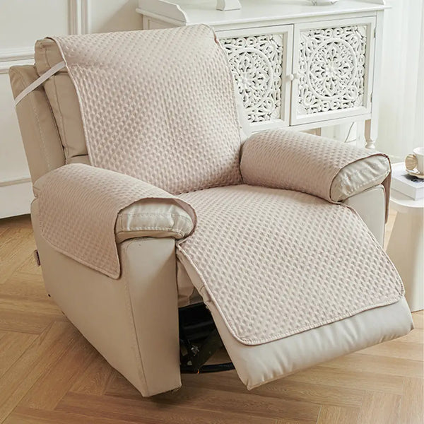 Housse de fauteuil de canapé inclinable uni déperlant avec sangles élastiques