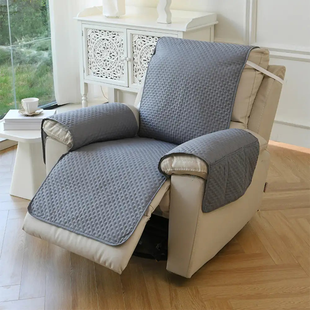 Housse de fauteuil de canapé inclinable uni déperlant avec sangles élastiques