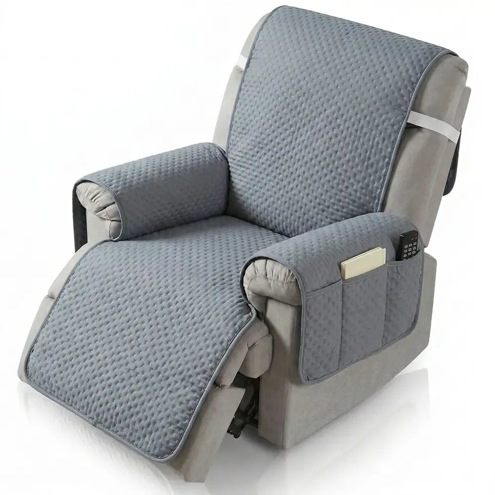 Housse de fauteuil de canapé inclinable uni déperlant avec sangles élastiques