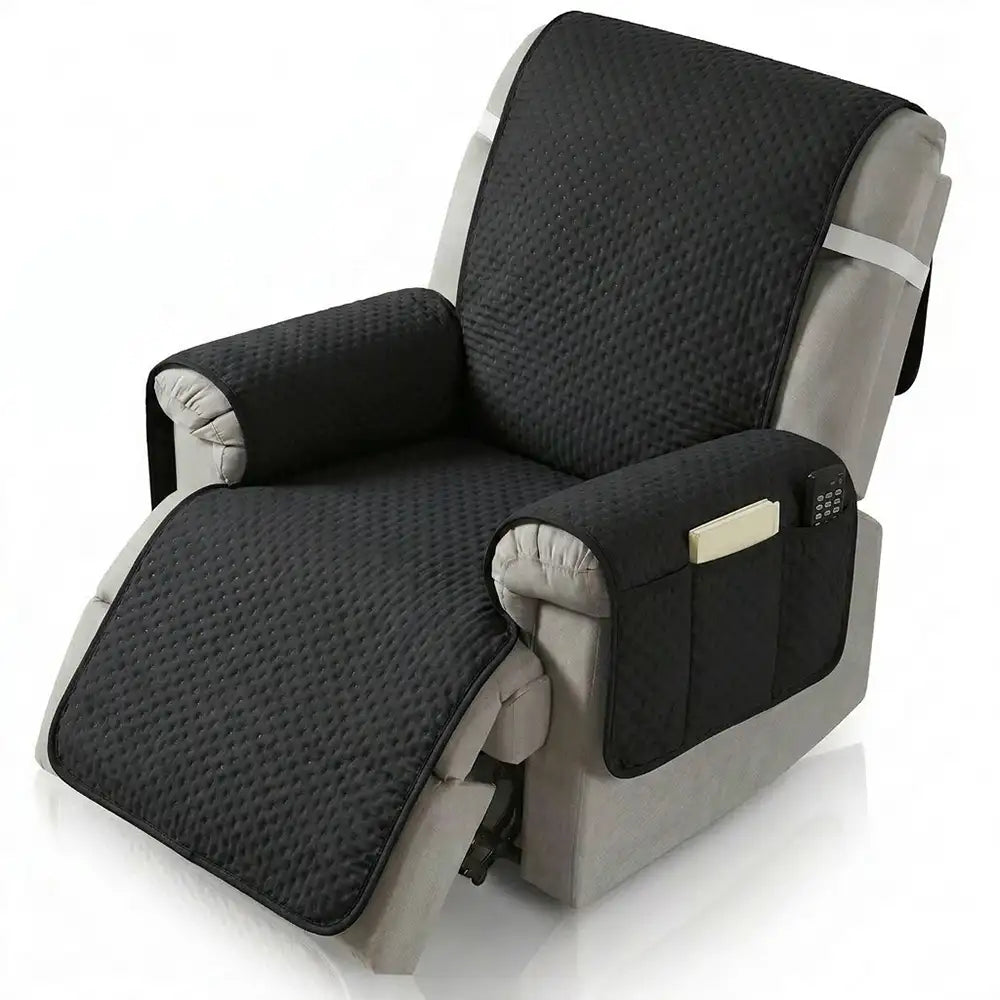 Housse de fauteuil de canapé inclinable uni déperlant avec sangles élastiques