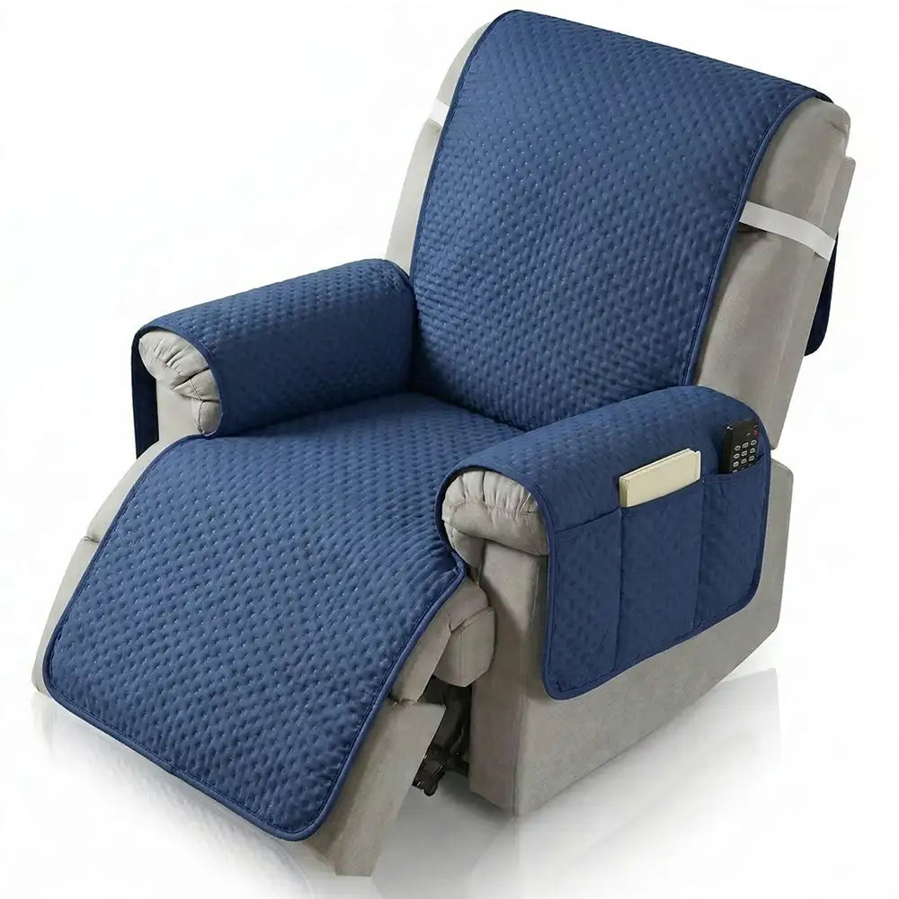Housse de fauteuil de canapé inclinable uni déperlant avec sangles élastiques