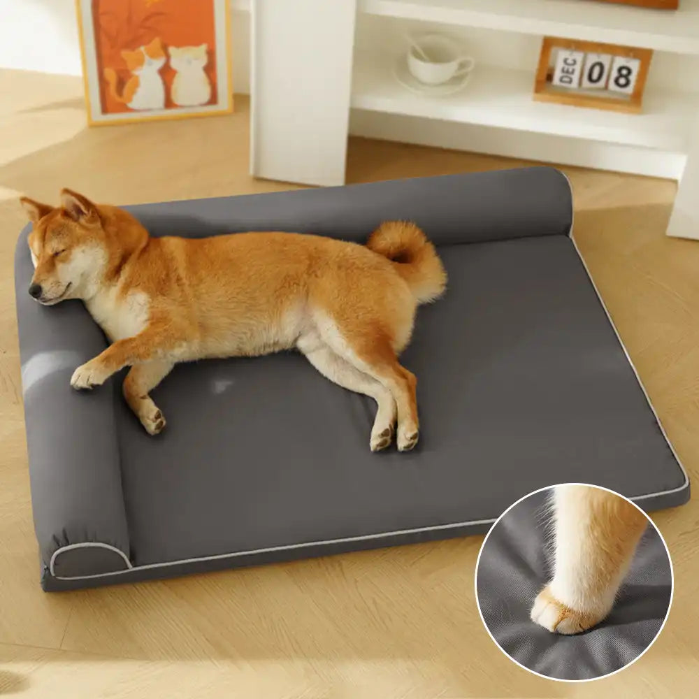 Lit orthopédique en mousse à mémoire étanche avec côtés en L pour grand chien