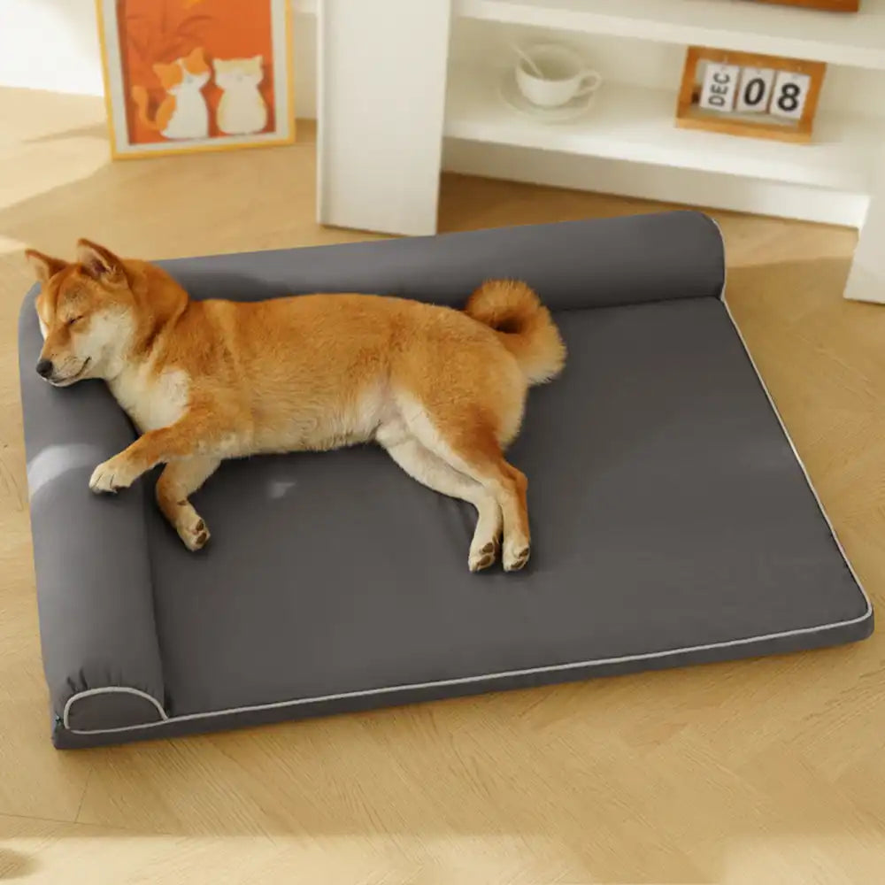 Lit orthopédique en mousse à mémoire étanche avec côtés en L pour grand chien