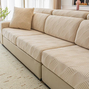 Housse de canapé complète en polaire jacquard à motifs vagues avec protection antistatique