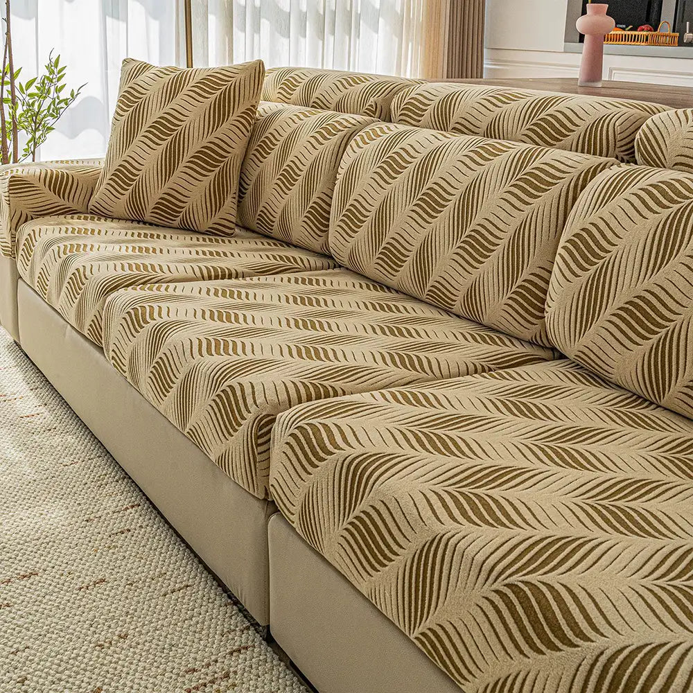 Housse de canapé complète en polaire jacquard à motifs vagues avec protection antistatique