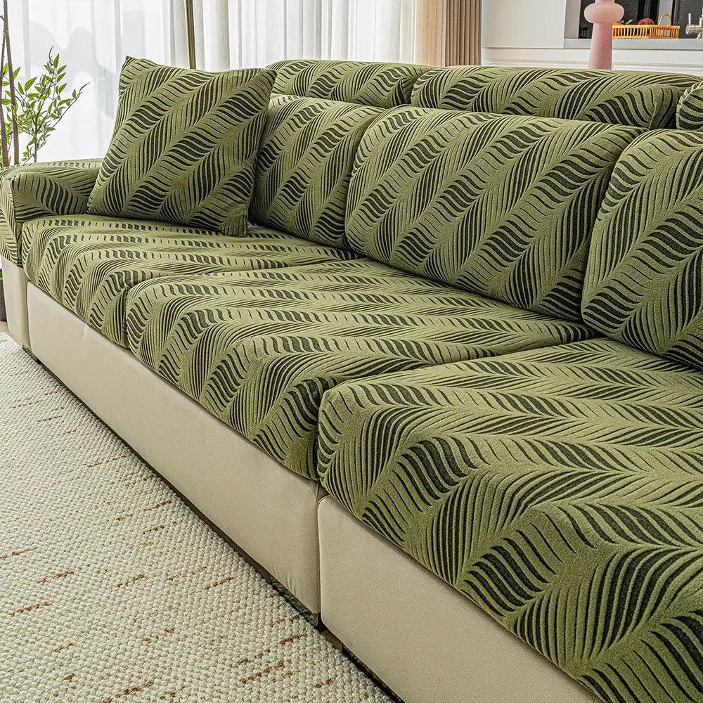 Housse de canapé complète en polaire jacquard à motifs vagues avec protection antistatique