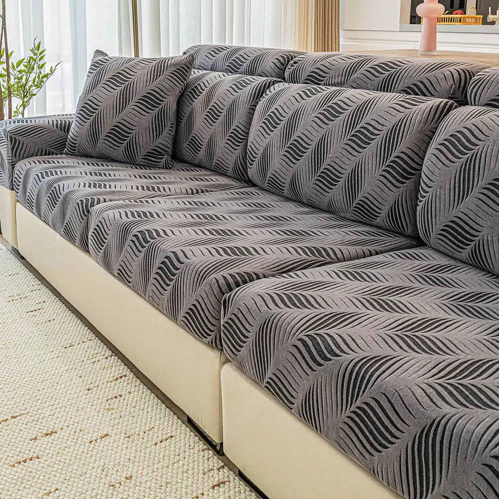 Housse de canapé complète en polaire jacquard à motifs vagues avec protection antistatique