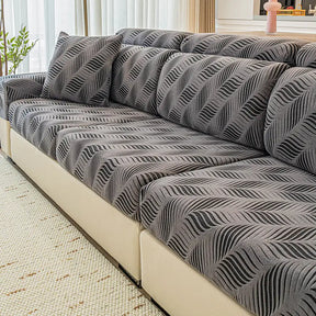 Housse de canapé complète en polaire jacquard à motifs vagues avec protection antistatique
