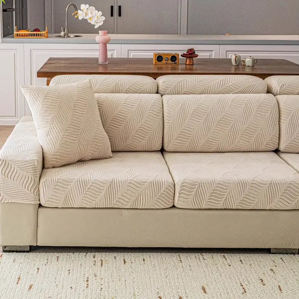 Housse de canapé complète en polaire jacquard à motifs vagues avec protection antistatique