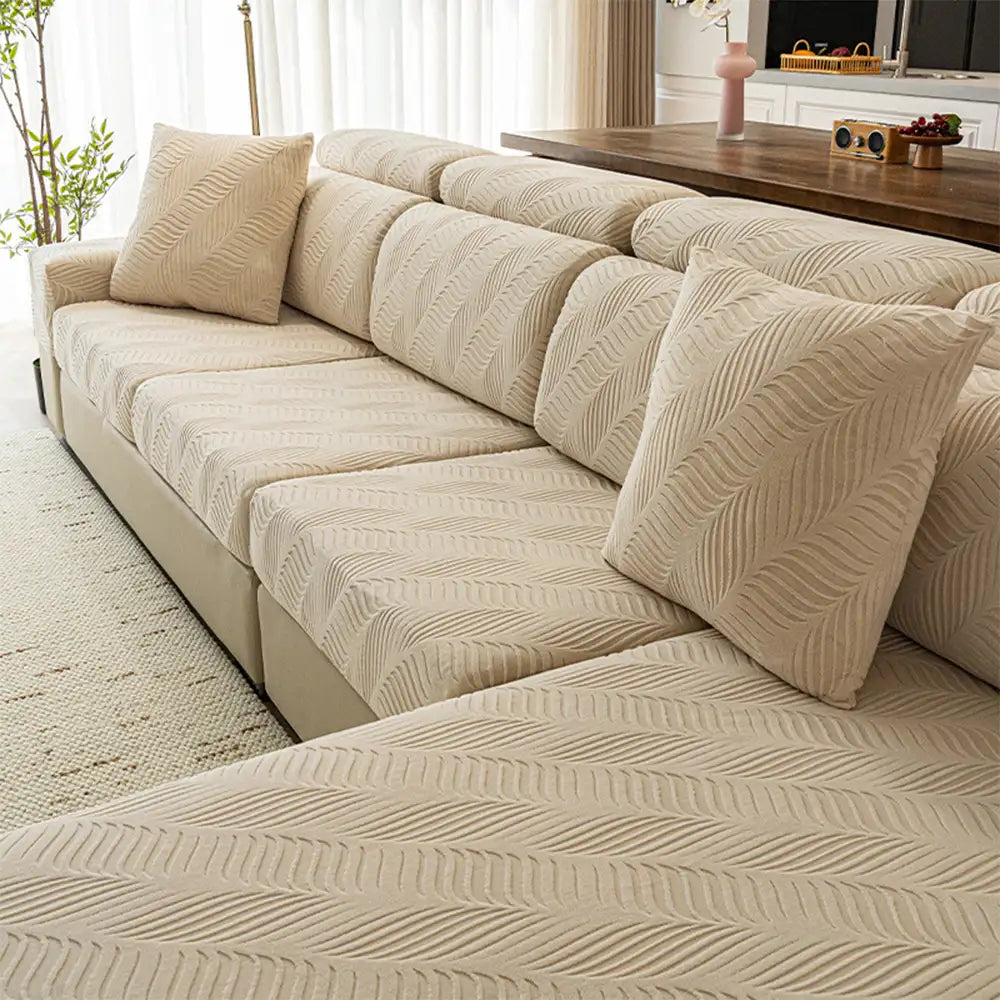 Housse de canapé complète en polaire jacquard à motifs vagues avec protection antistatique