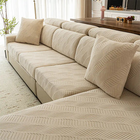Housse de canapé complète en polaire jacquard à motifs vagues avec protection antistatique