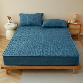 Housse de matelas en velours de lait matelassé avec un rembourrage géométrique inspiré du blé