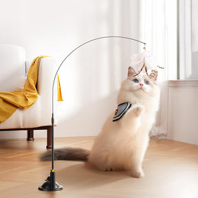 Jouet interactif pour chat avec plume et ventouse