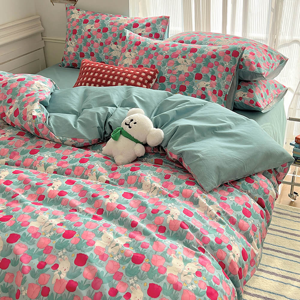Parure de draps en coton floral respirant