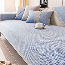 Housse de canapé en coton lin tissé respirant antidérapant