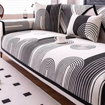 Housse canapé motif arc en chenille résistante aux griffures