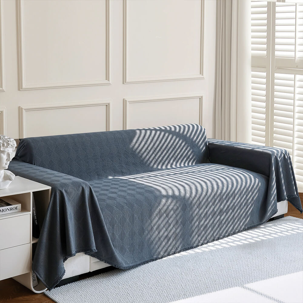 Housse de canapé toute saison en chenille avec motif diamant anti-griffures de chat