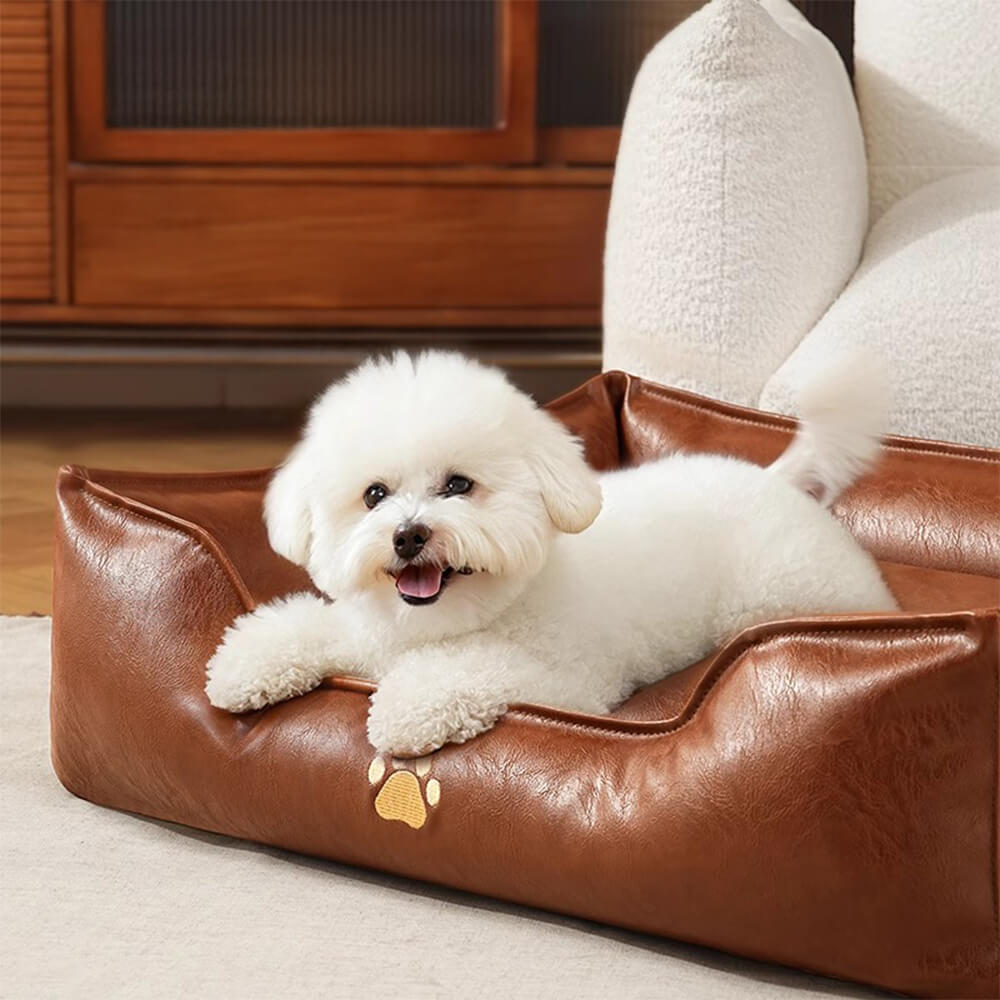 Lit pour chien en simili cuir luxueux imperméable et amovible