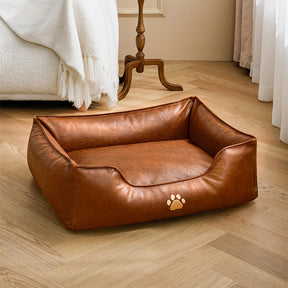 Lit pour chien en simili cuir luxueux imperméable et amovible