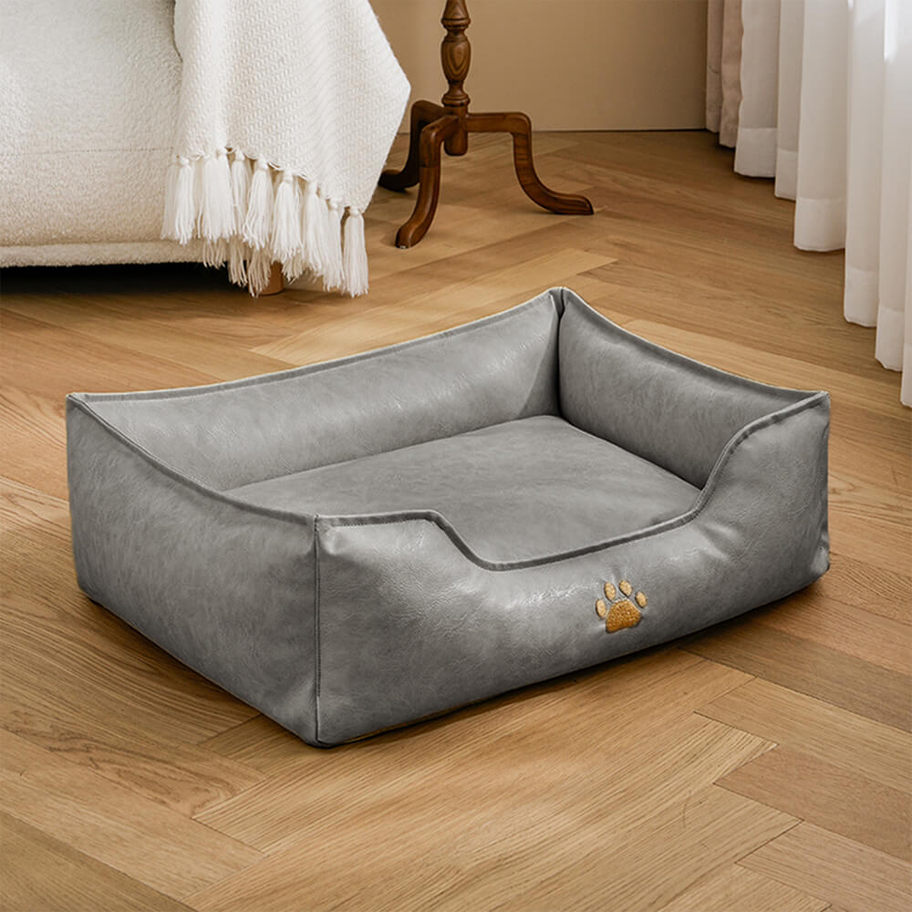 Lit pour chien en simili cuir luxueux imperméable et amovible