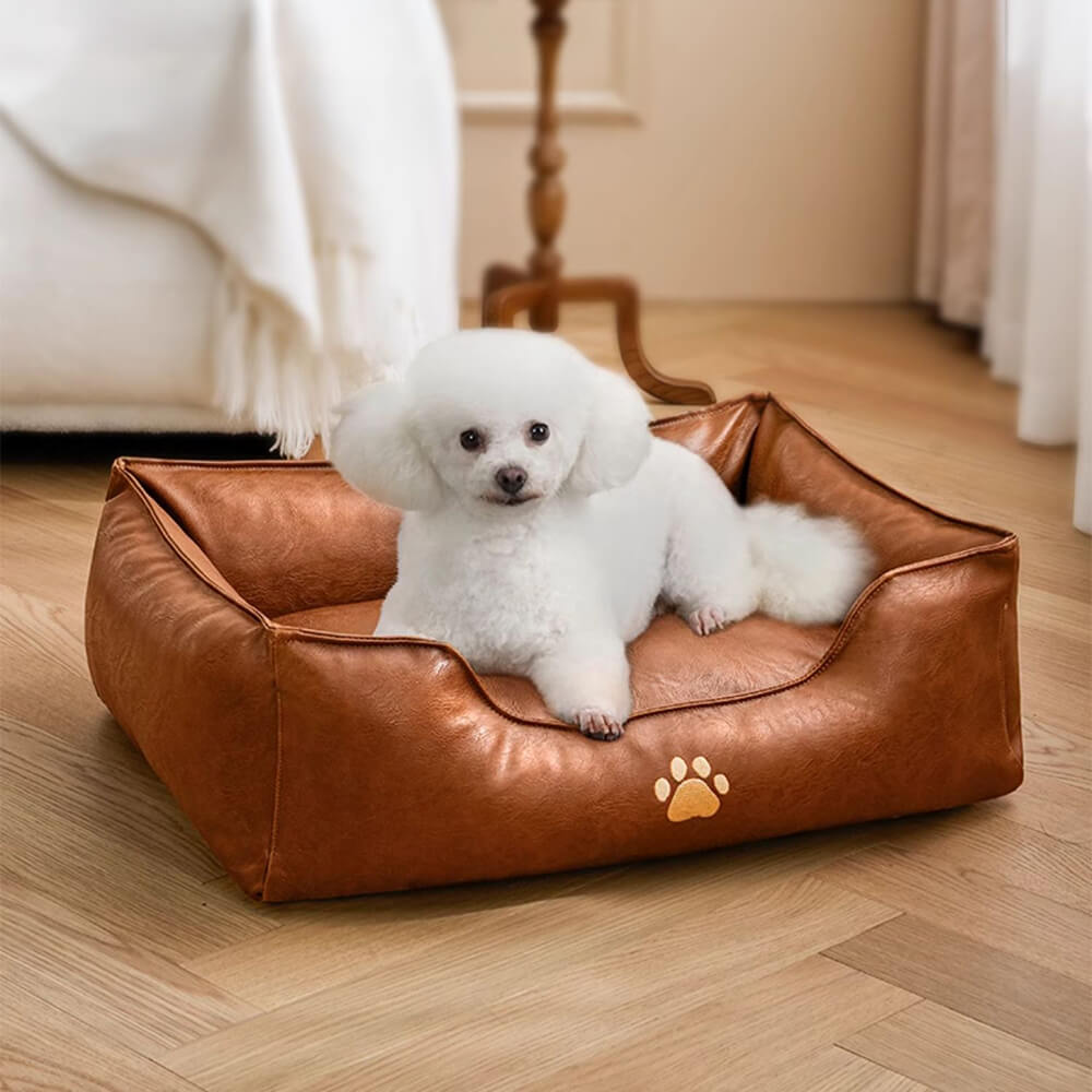 Lit pour chien en simili cuir luxueux imperméable et amovible