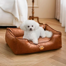 Lit pour chien en simili cuir luxueux imperméable et amovible