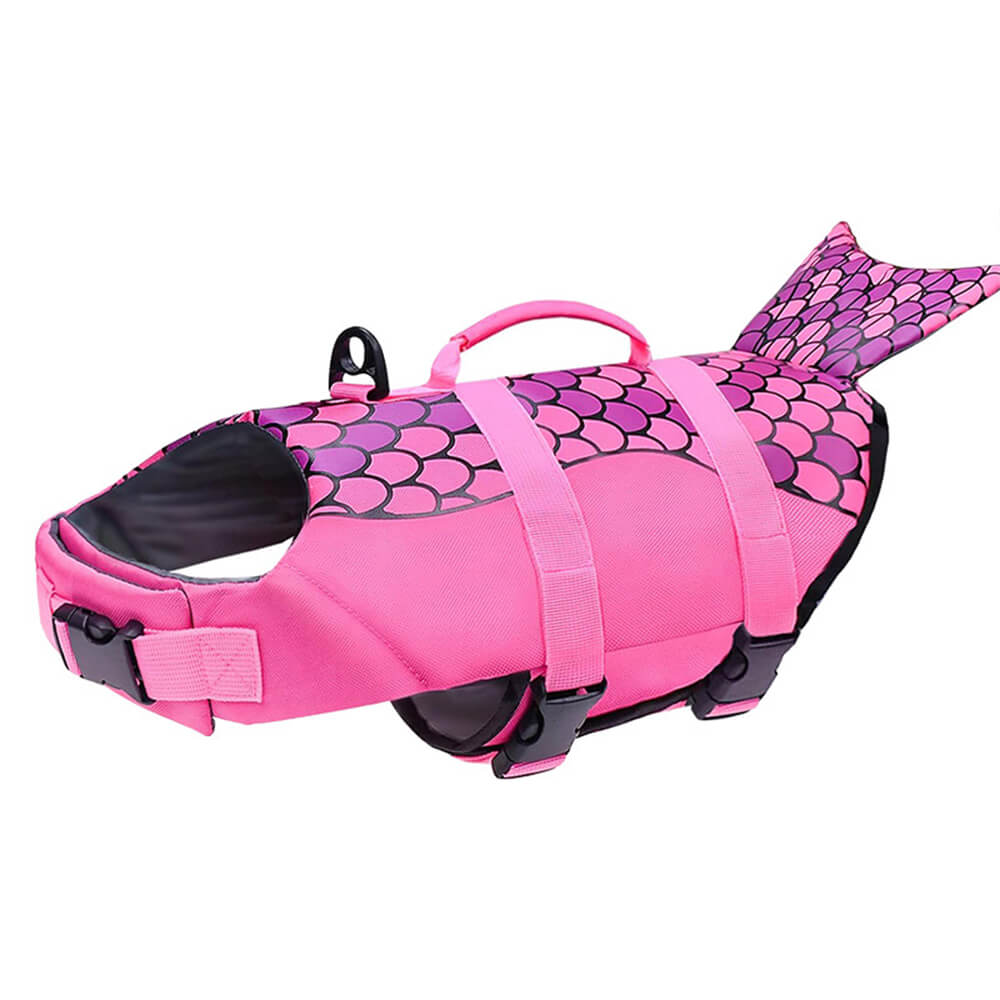 Gilet de sauvetage pour chien style sirène ou requin ajustable et sécurisé
