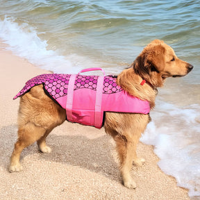 Gilet de sauvetage pour chien style sirène ou requin ajustable et sécurisé