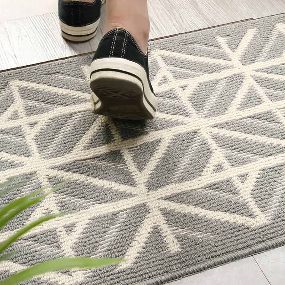 Tapis de porte avant moderne à carreaux anti-tache et antidérapant pour pattes boueuses de chien