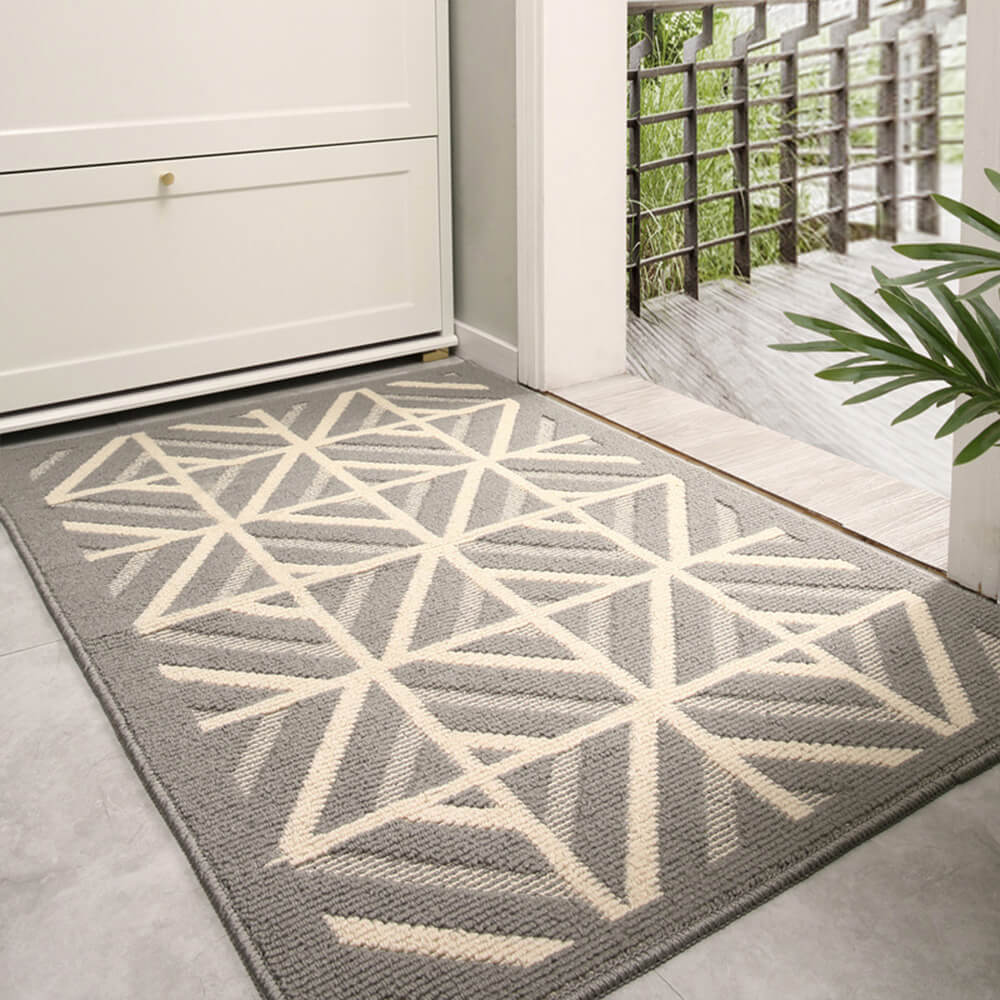 Tapis de porte avant moderne à carreaux anti-tache et antidérapant pour pattes boueuses de chien