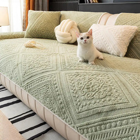 Housse de canapé en peluche sculptée style nordique toutes saisons antidérapante