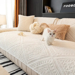 Housse de canapé en peluche sculptée style nordique toutes saisons antidérapante