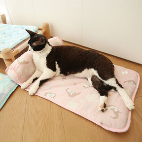 Tapis pour chien en soie glacée respirante et rafraîchissante série Océan avec oreiller