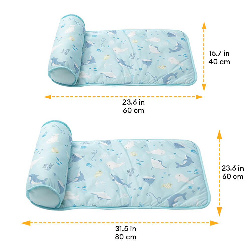 Tapis pour chien en soie glacée respirante et rafraîchissante série Océan avec oreiller
