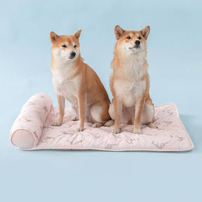 Tapis pour chien en soie glacée respirante et rafraîchissante série Océan avec oreiller