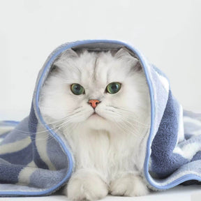 Serviette de bain rayée pour chien et chat absorbante à séchage rapide épaissie et douce