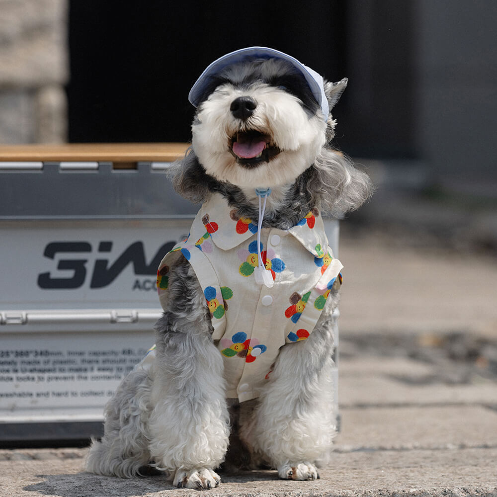 Chemise en coton pour chien avec imprimé et boutons élégants