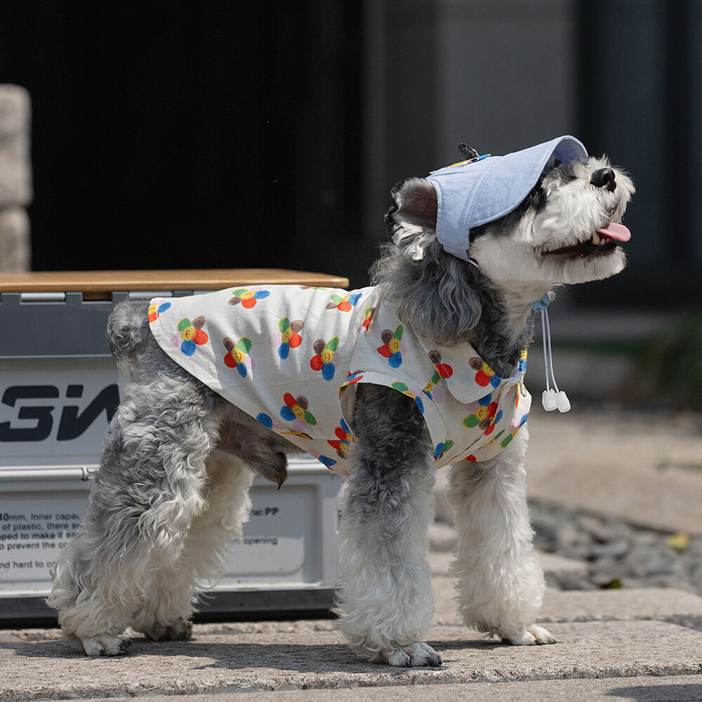 Chemise en coton pour chien avec imprimé et boutons élégants