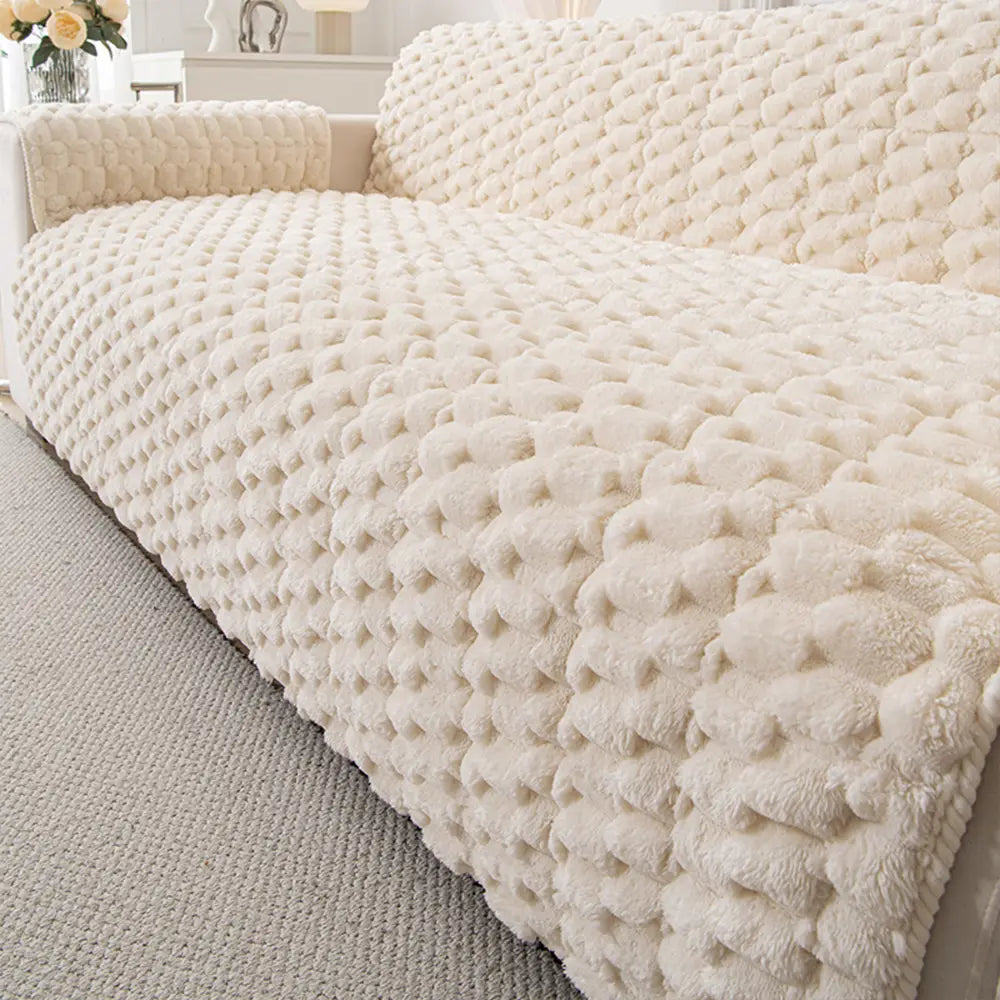 Housse de canapé en peluche douce anti-dérapante, une pièce, adaptée aux animaux de compagnie.