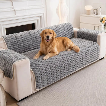 Housse de canapé en peluche douce anti-dérapante, une pièce, adaptée aux animaux de compagnie.