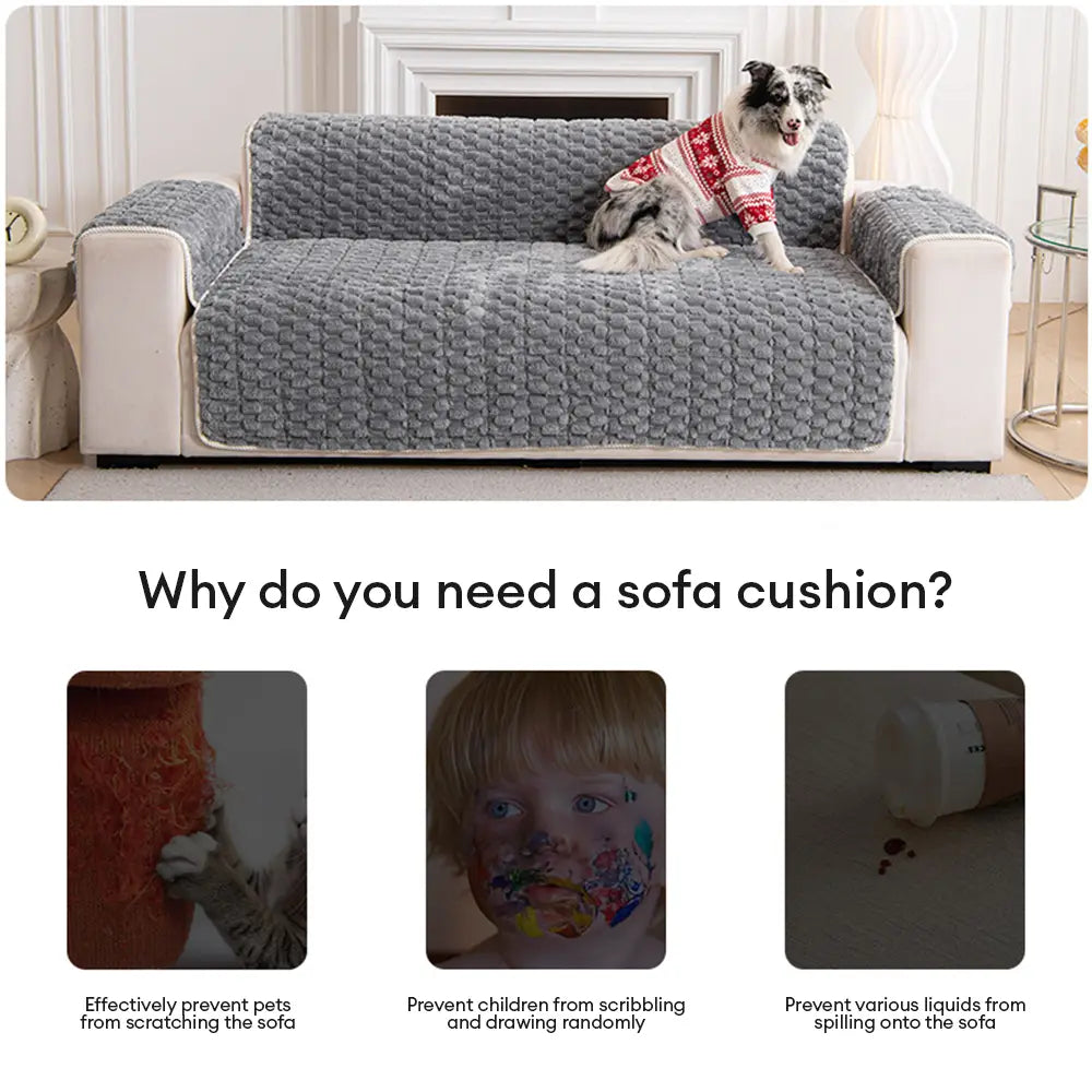 Housse de canapé en peluche douce anti-dérapante, une pièce, adaptée aux animaux de compagnie.