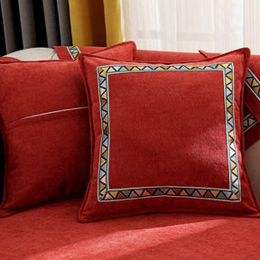 Housse de canapé antidérapante en chenille de couleur unie à décor géométrique