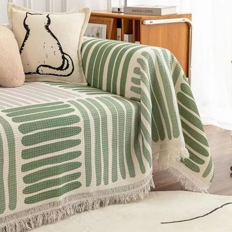 Housse de canapé à motifs géométriques multicolores - Design moderne pour un intérieur stylé