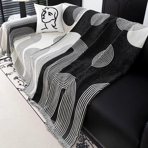 Jeté de canapé Housse de Canapé durable en chenille à rayures géométriques