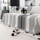 Jeté de canapé Housse de Canapé durable en chenille à rayures géométriques