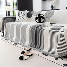 Jeté de canapé Housse de Canapé durable en chenille à rayures géométriques